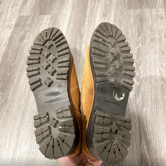 Marc Fisher Isalia Suede Lace Up Shearling Combat Boots Brown Tan 10 - Picture 8 of 8